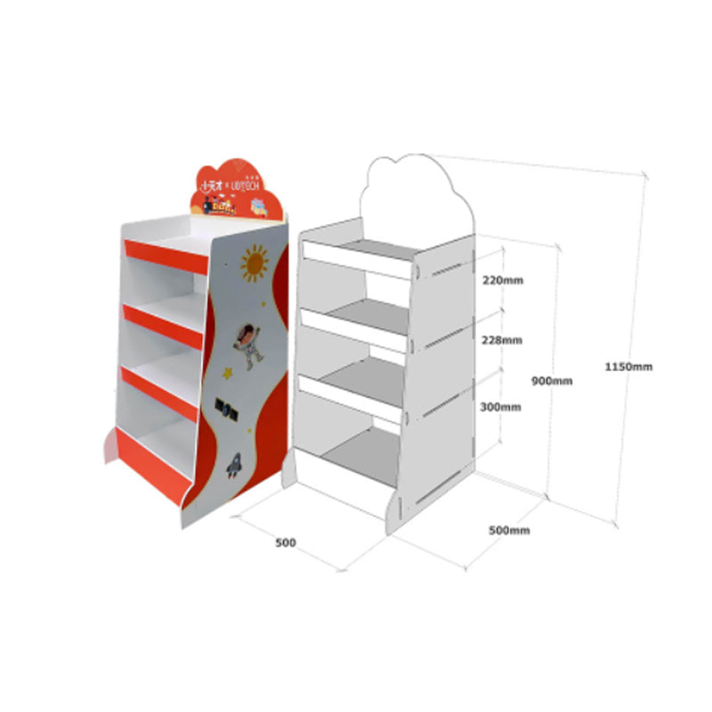 Corrugated paper integrated multi-layer shelf