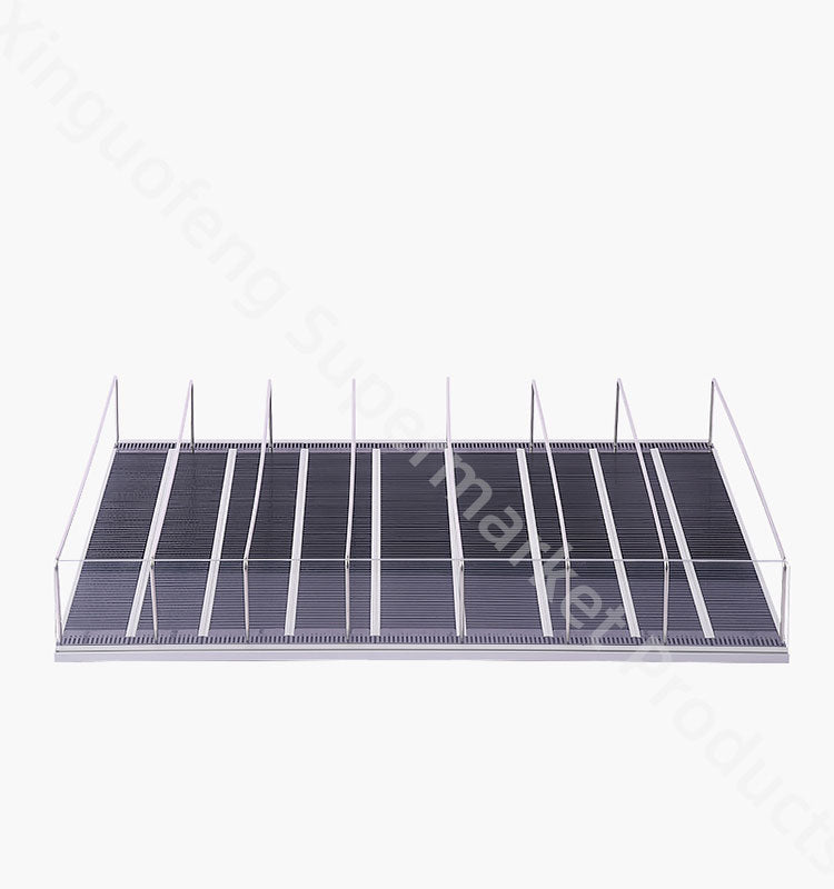 Tiltable Pushe automatic forward slide interlocking extendable Freezer Rack Adjustable Market Actylic  Display black Pusher for bottles