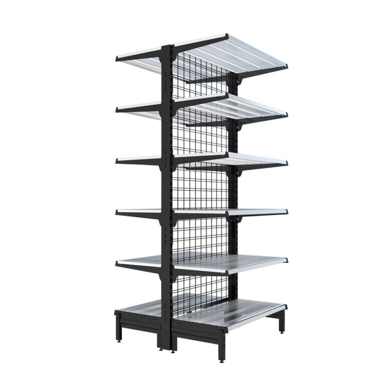 five layers shelf Metallic mall rack Wooden Block Free Standing Corrugated Cardboard Racks Shelves for supermarket