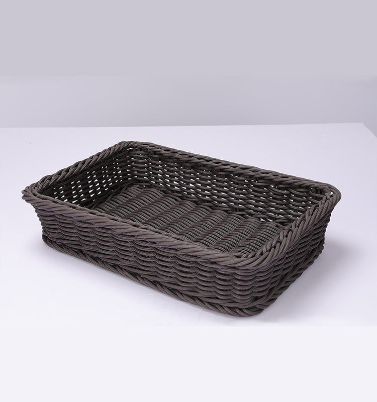 black brown Coffee color square basketd large storage supermarket display Fruit and Vegetable display resin basket