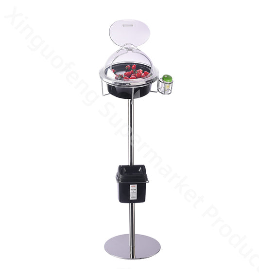 foretaste Standing Tasting Rack With Trash Can Food Grade PP Promotion Price Stainless Steel Supermarket Shop  Shelf