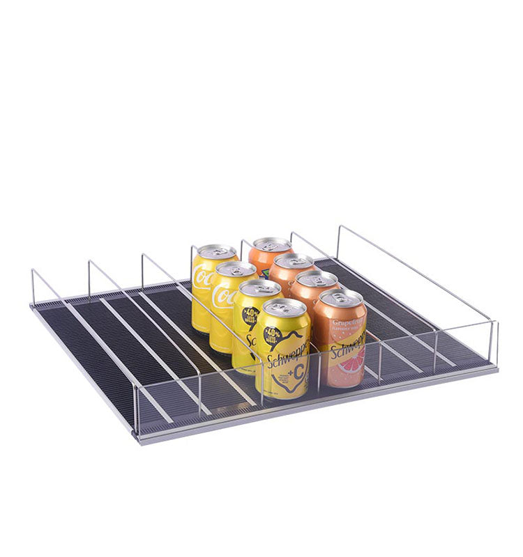 Tiltable Pushe automatic forward slide interlocking extendable Freezer Rack Adjustable Market Actylic  Display black Pusher for bottles