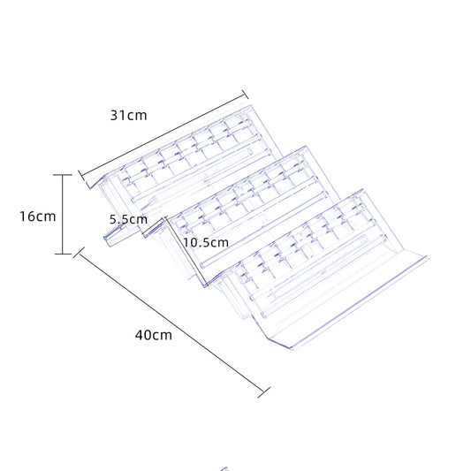 Trapezoidal display stand three/two layers 90/60 degree display transparent rack