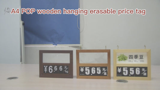A4 POP supermarket wooden hanging erasable fruit and vegetable price frame tag display holder